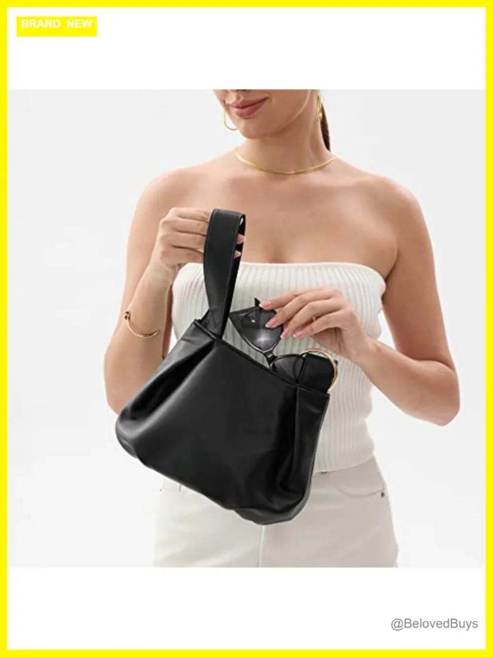 Women's Clutch Soft Vegan Leather Hobo Top Handle Bag Small Tote Purse